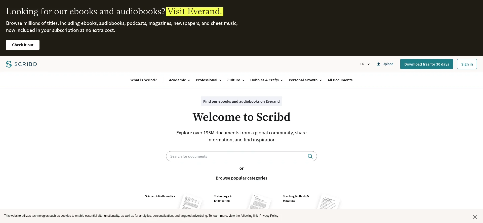 Website screenshot of Es.scribd.com