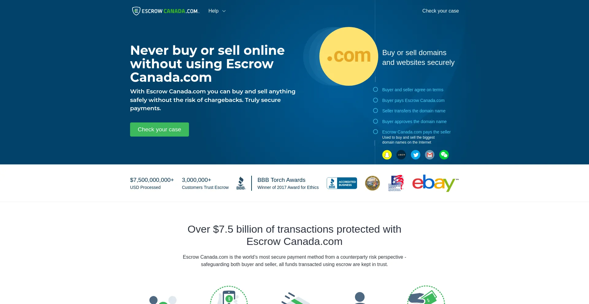 Website screenshot of Escrow-canada.com