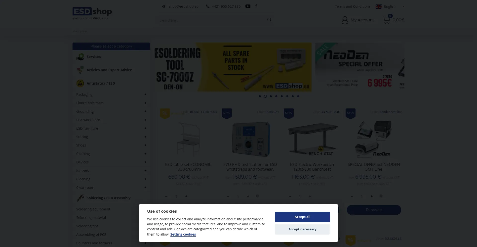 Website screenshot of Esdshop.eu