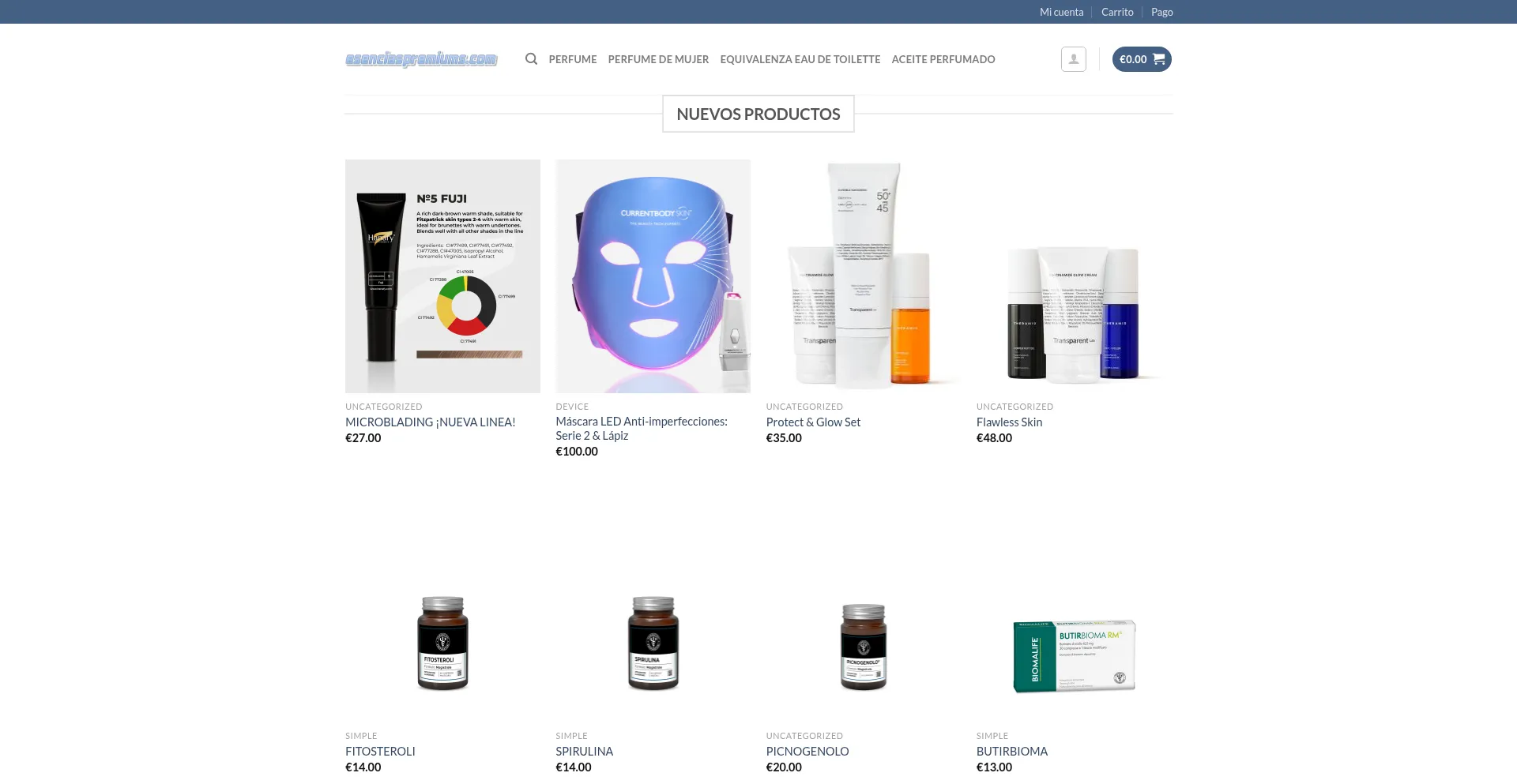 Website screenshot of Esenciaspremiums.com