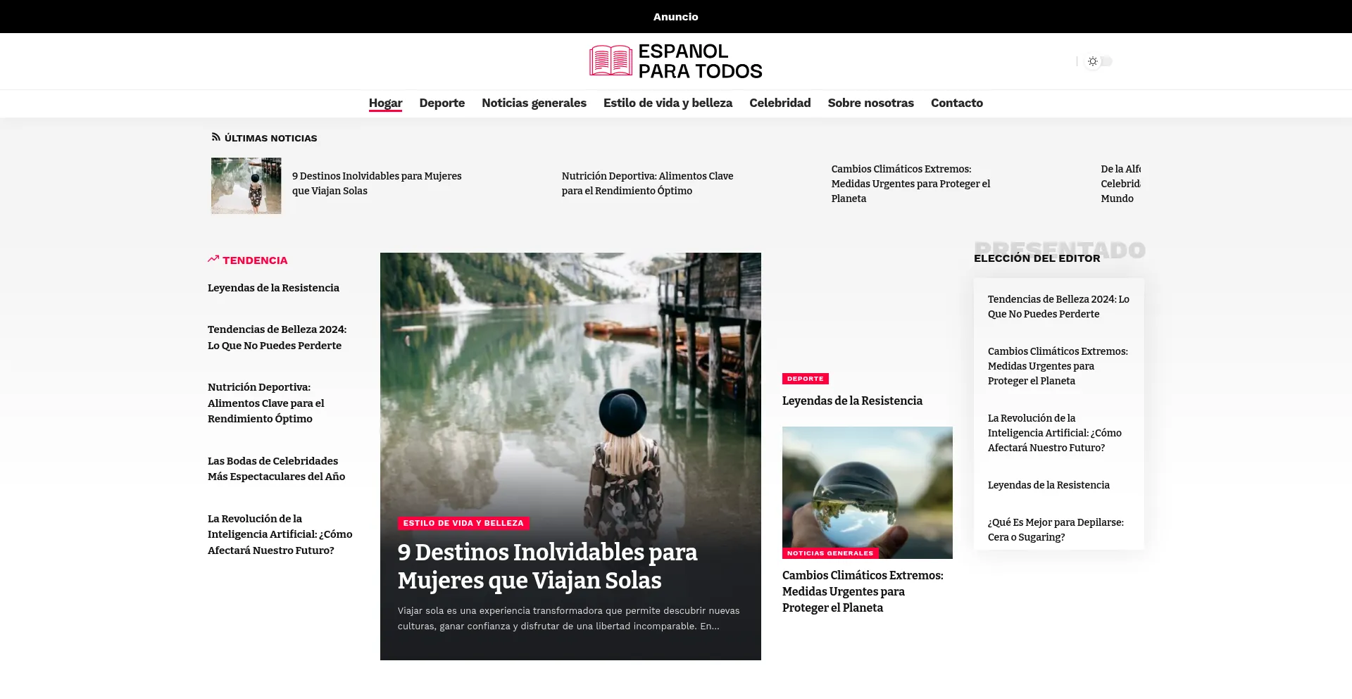 Website screenshot of Espanolparatodos.ink