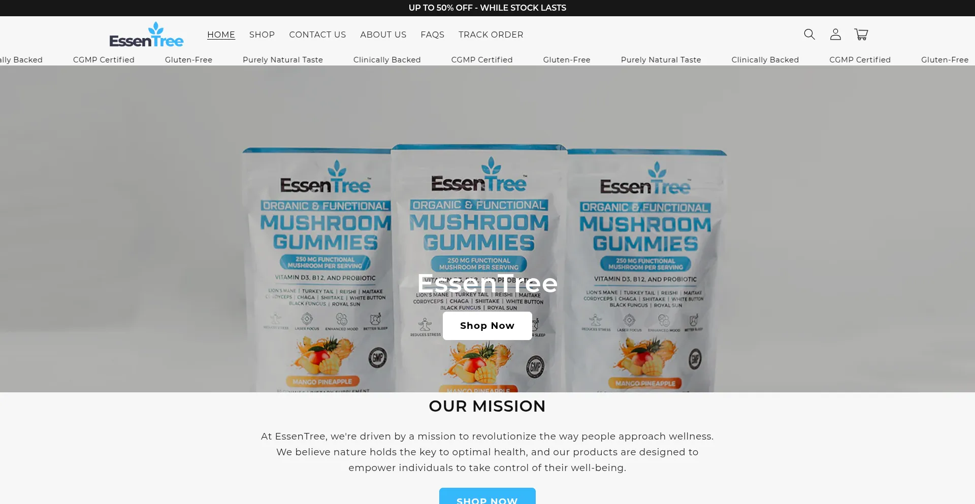 Website screenshot of Essentree.co