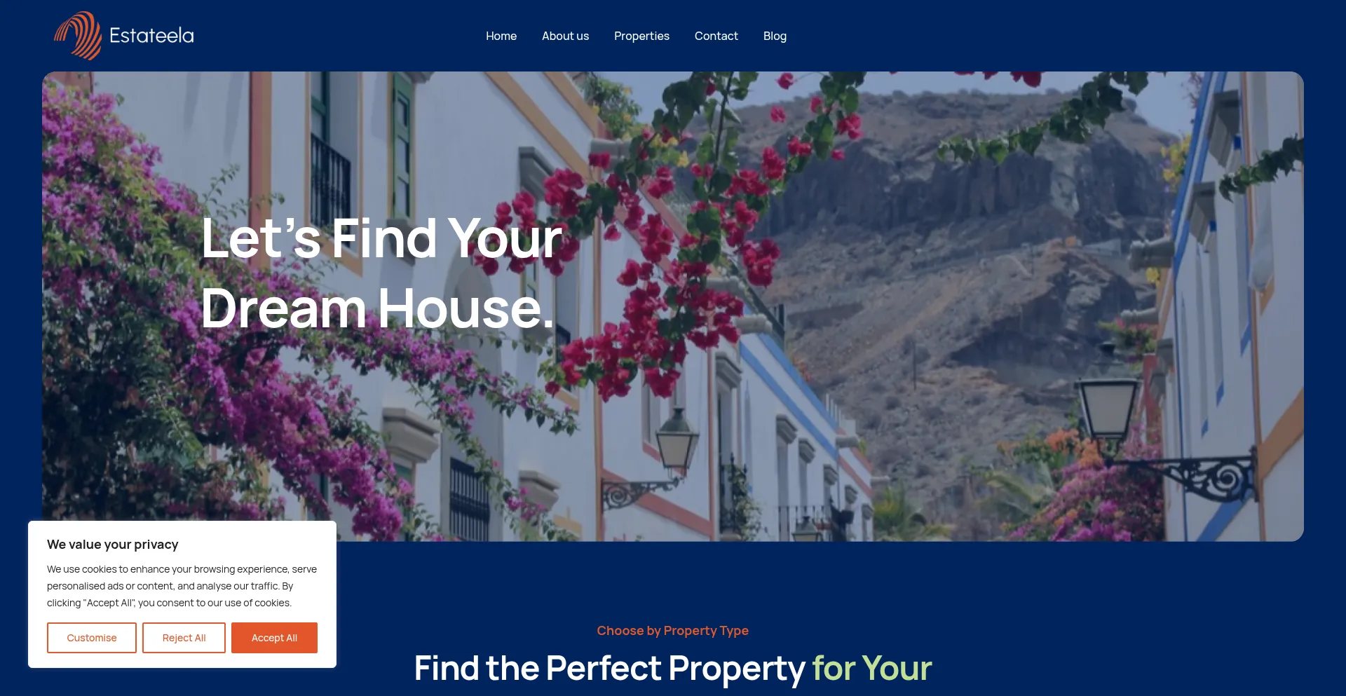 Website screenshot of Estateela.com