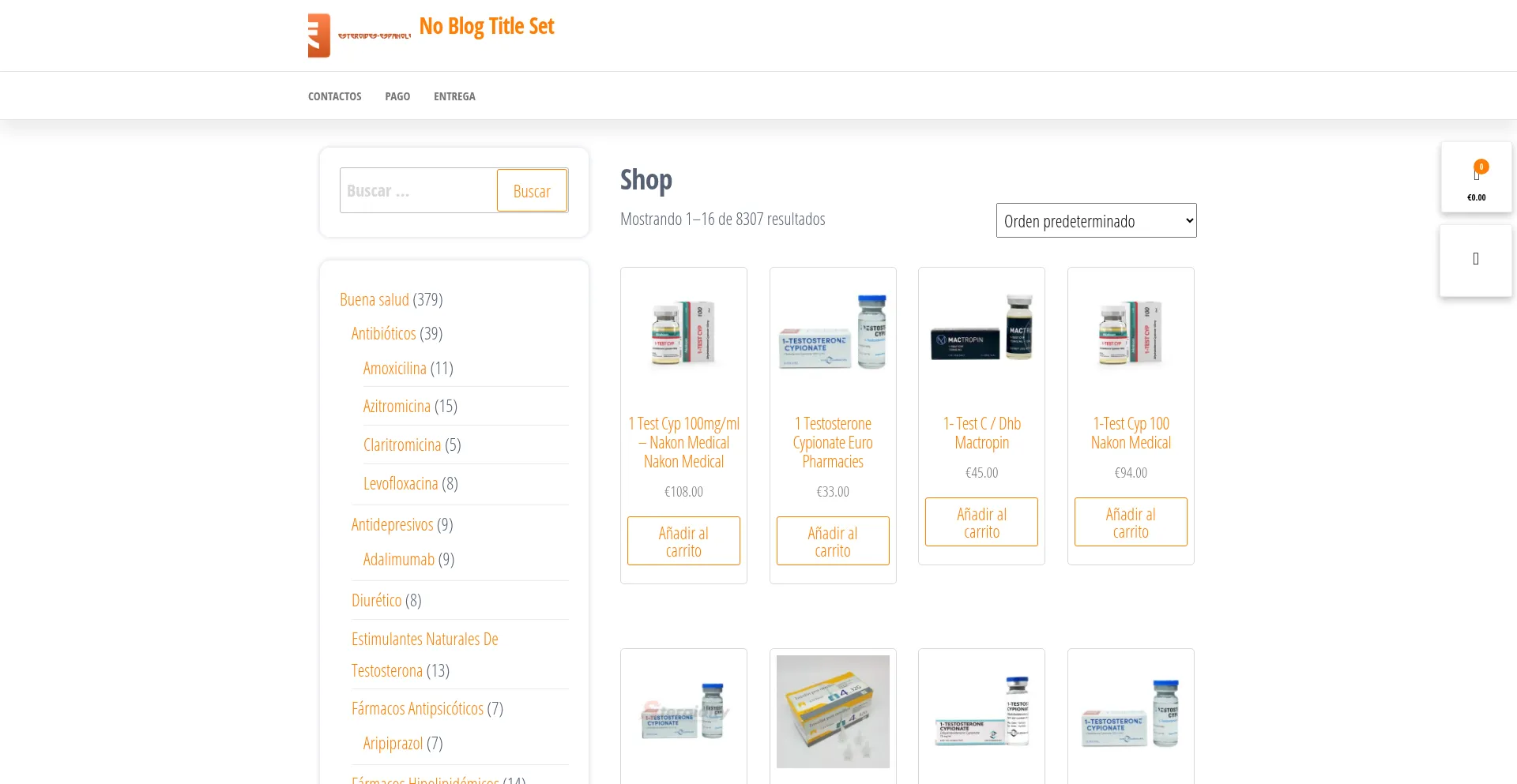 Website screenshot of Esteroideespanoles.com