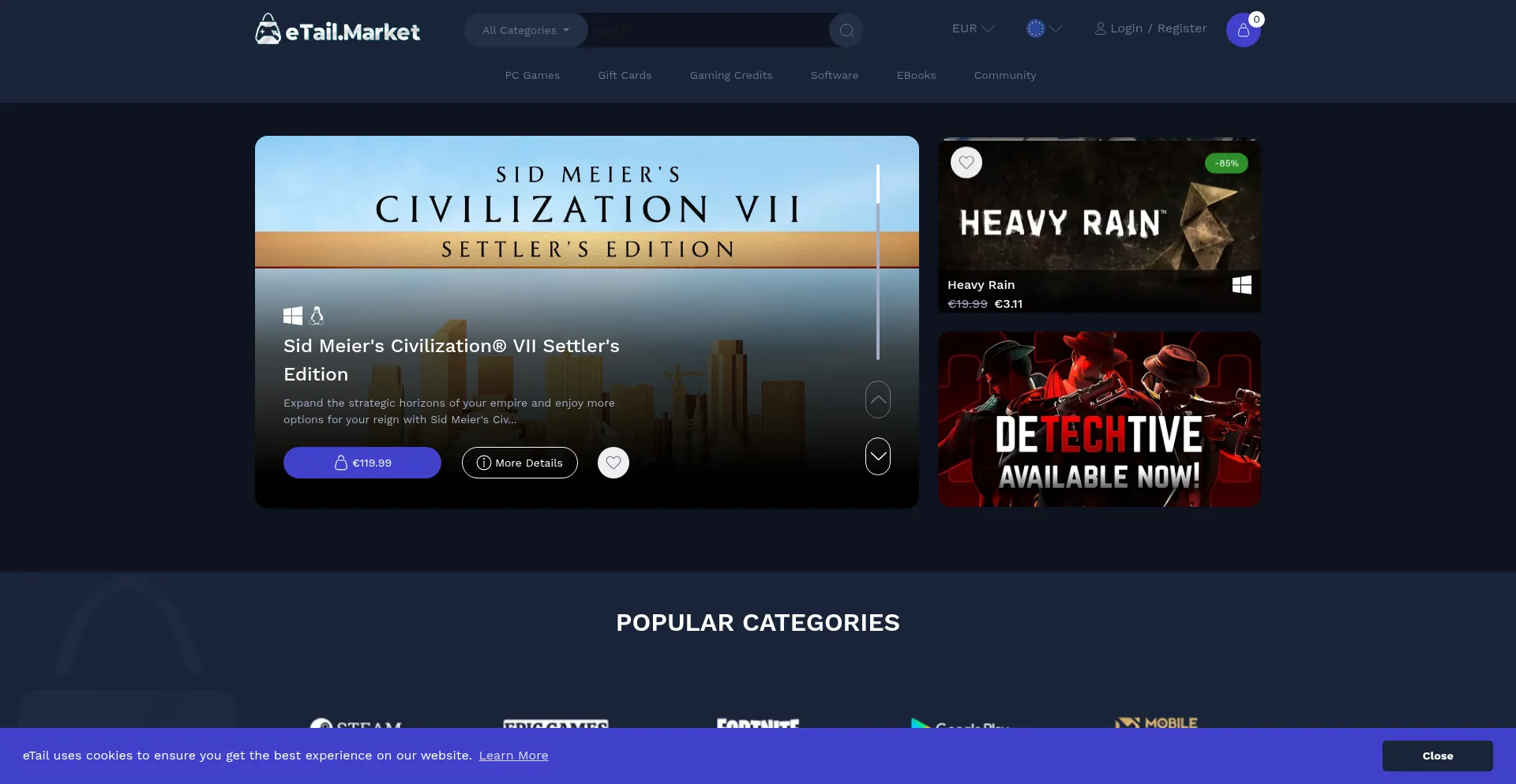 Website screenshot of Etail.market