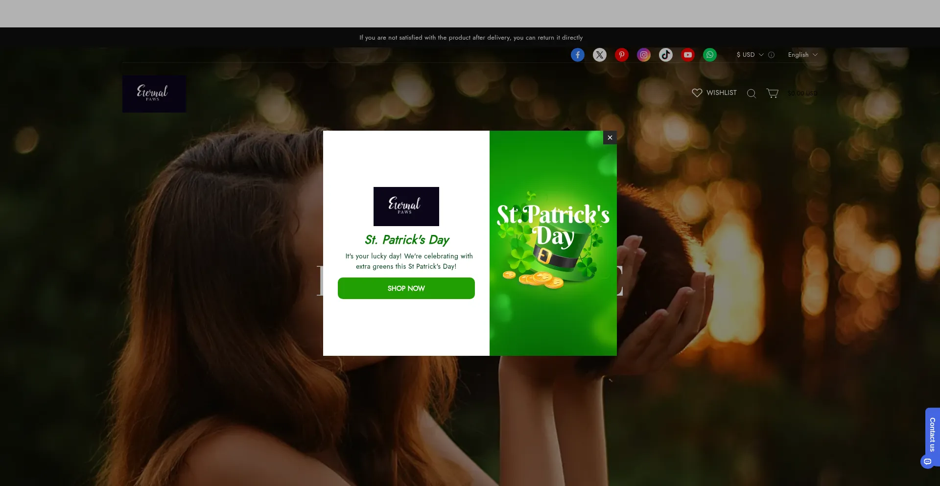 Website screenshot of Eternalpawshop.com