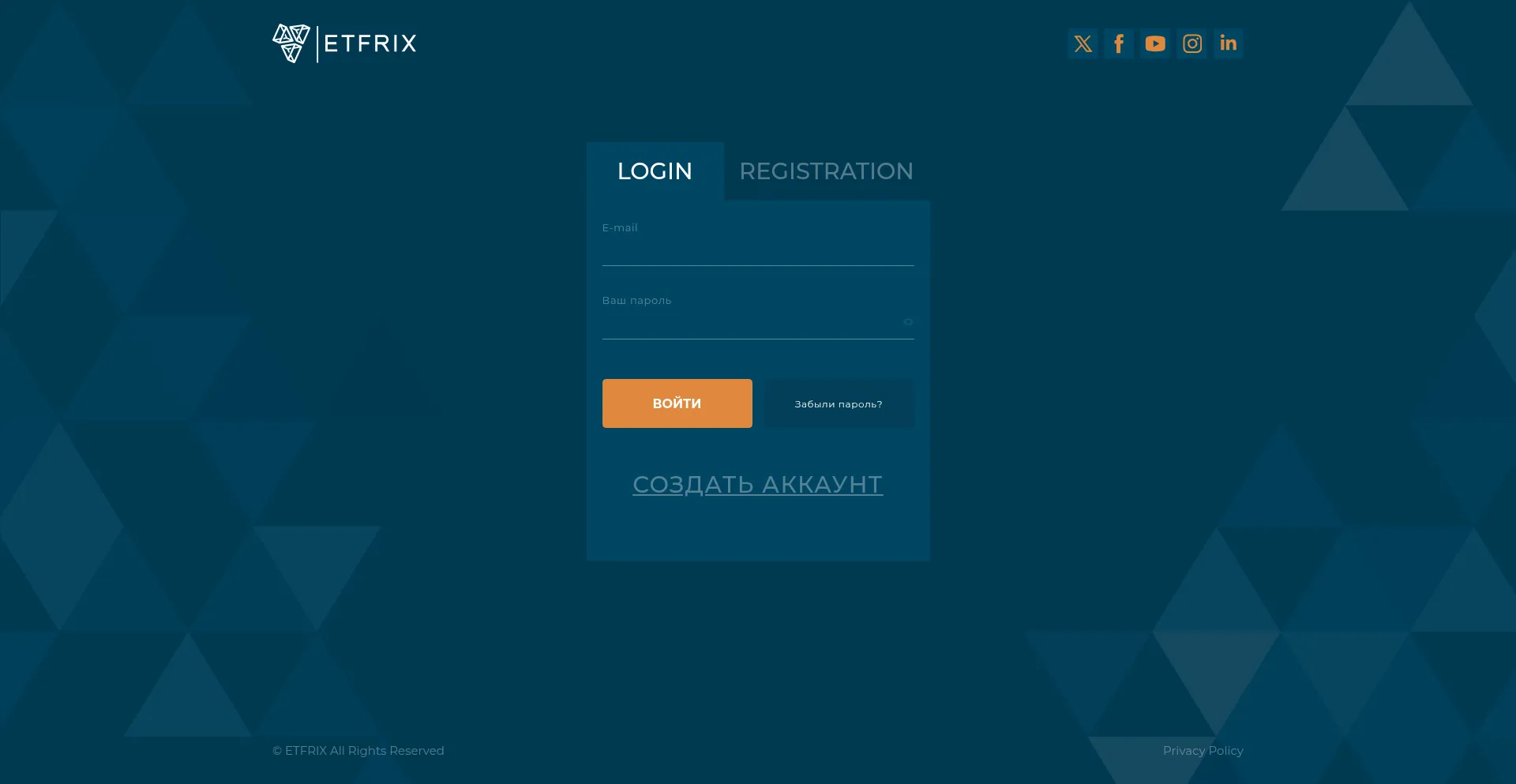 Website screenshot of Etfrix.org