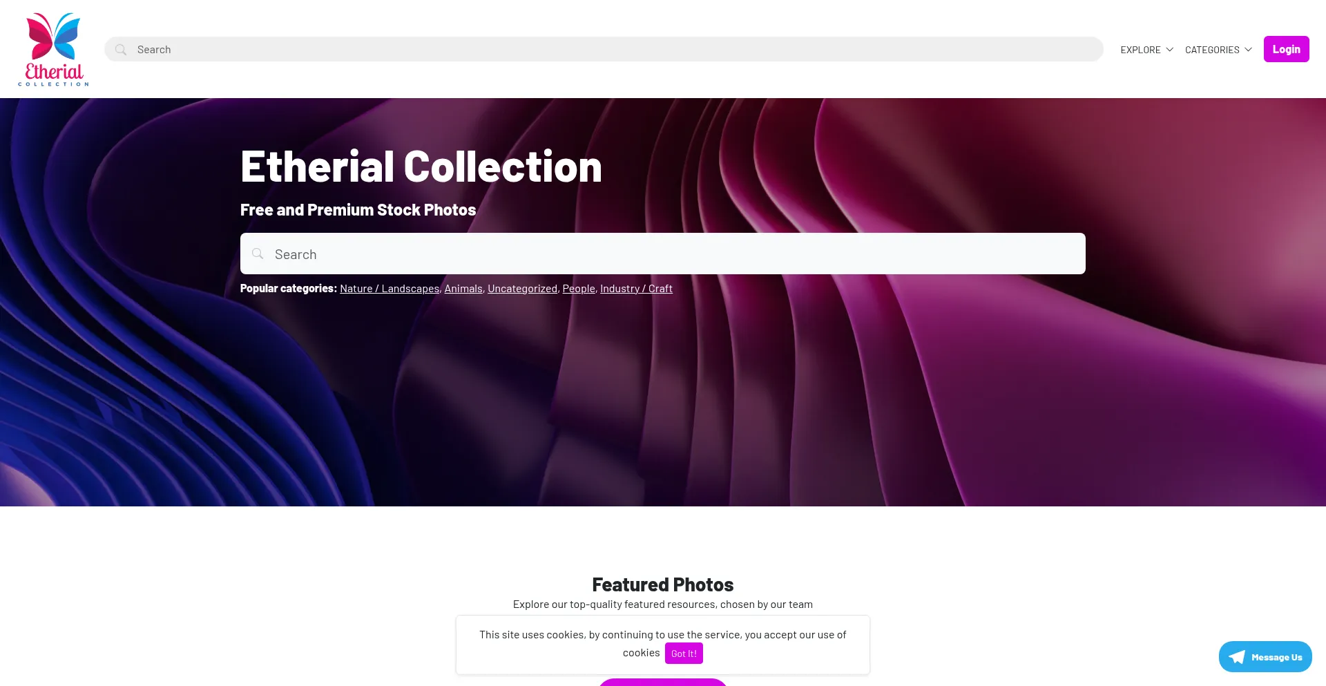 Website screenshot of Etherialcollection.org