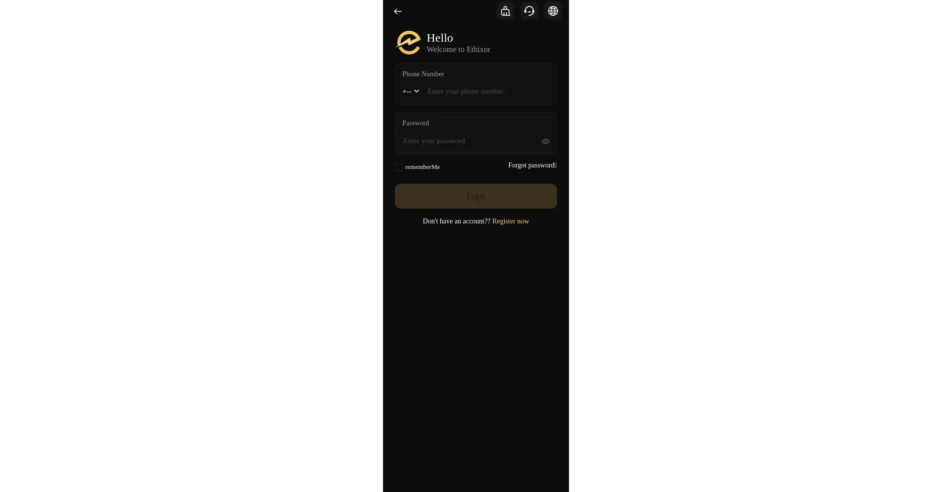 Website screenshot of Ethixor.com