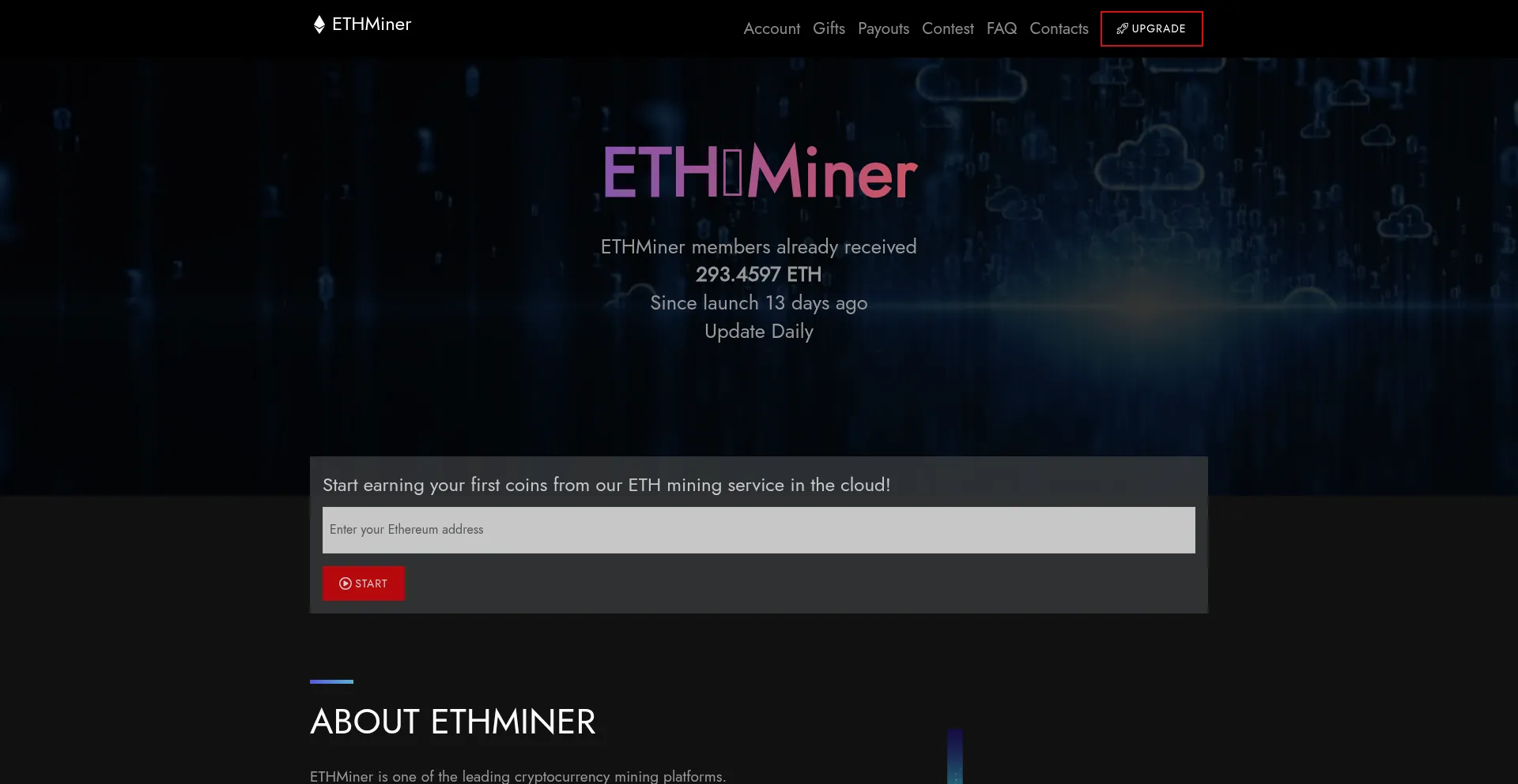 Website screenshot of Ethminer.life