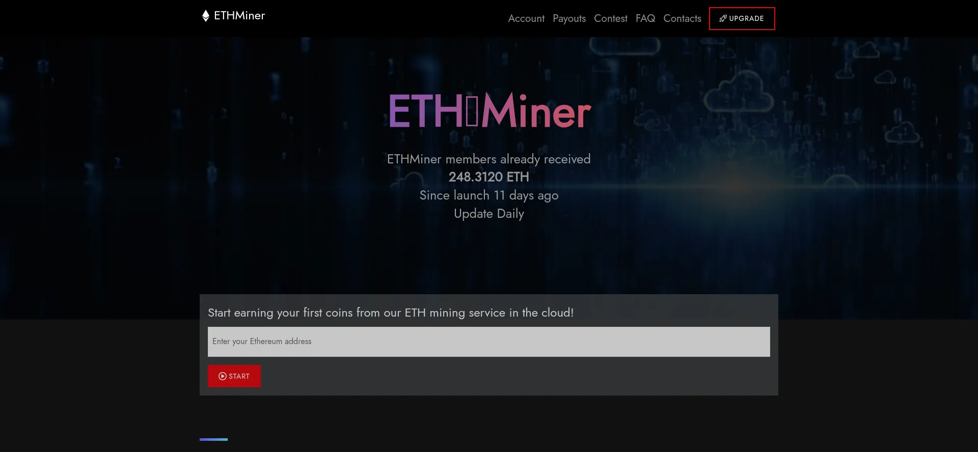 Website screenshot of Ethminer.world