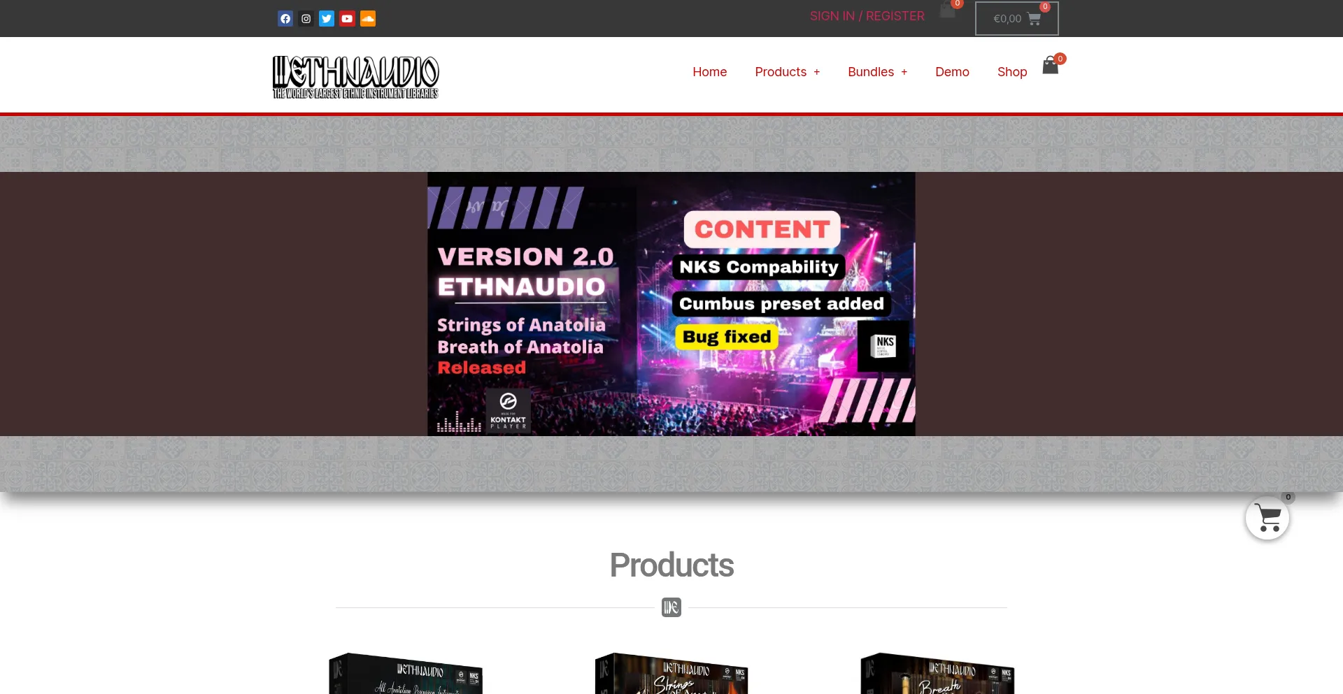 Website screenshot of Ethnaudio.com