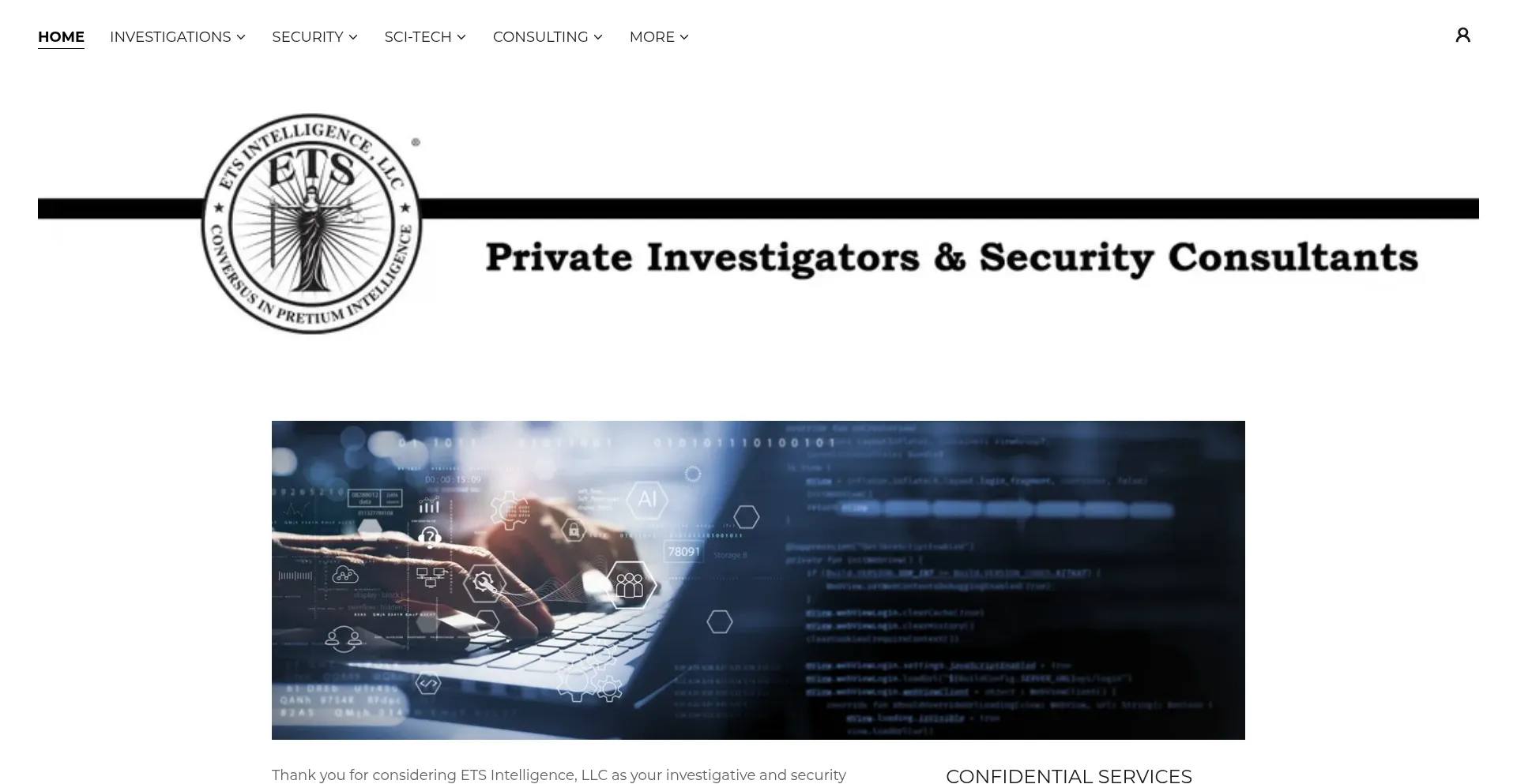 Website screenshot of Etsintelligence.com
