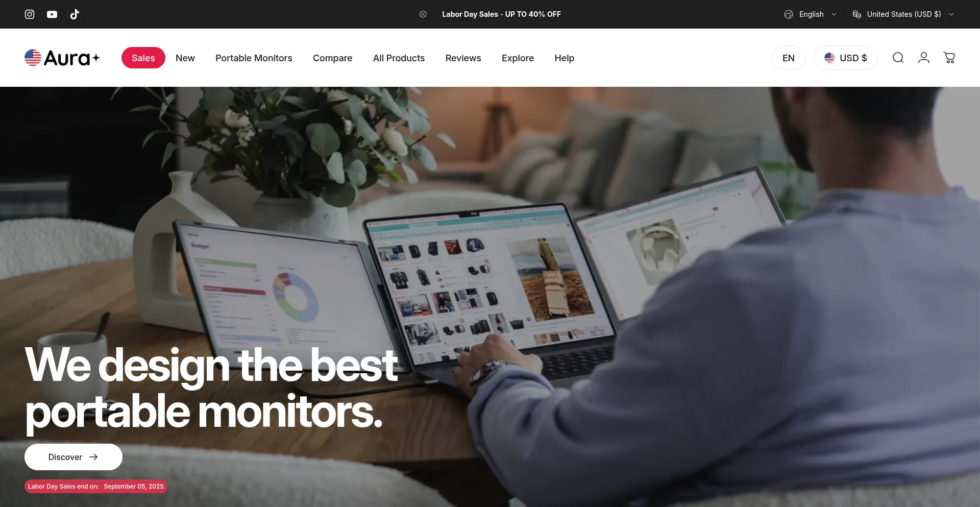 Website screenshot of Eu.aura-displays.com