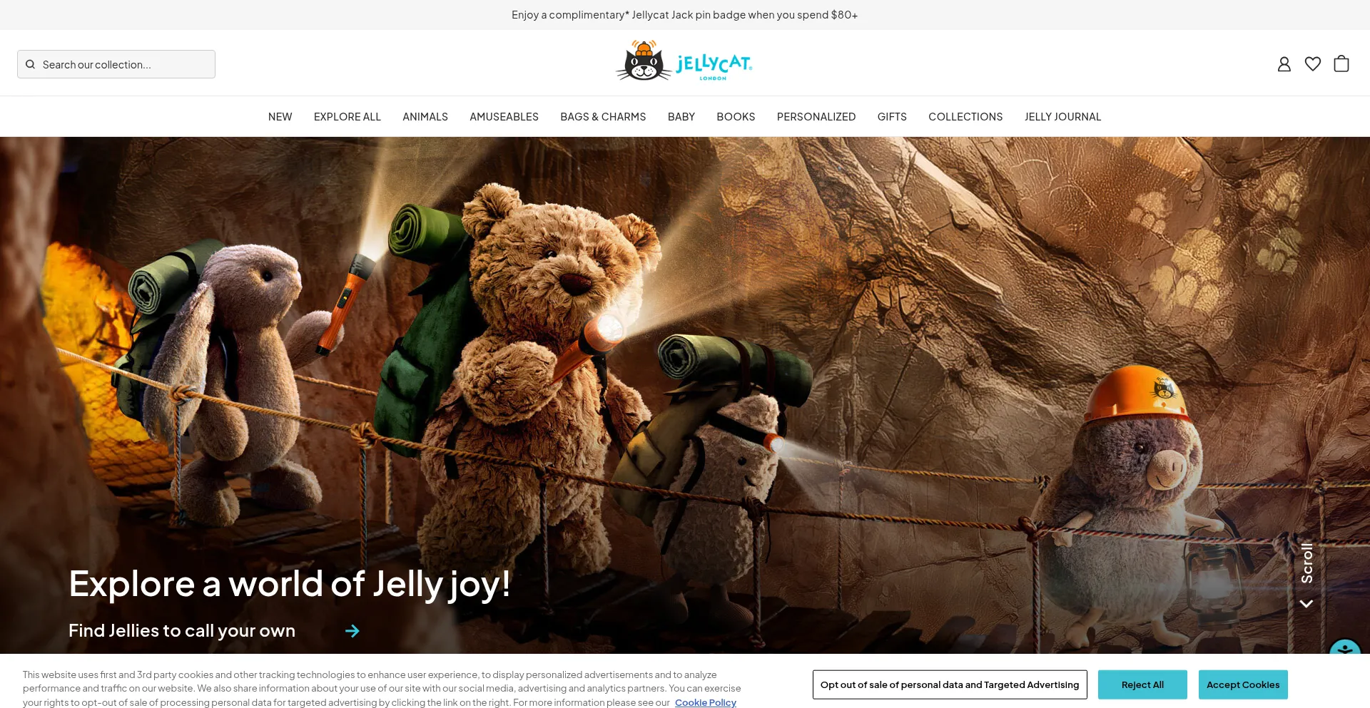 Website screenshot of Eu.jellycat.com