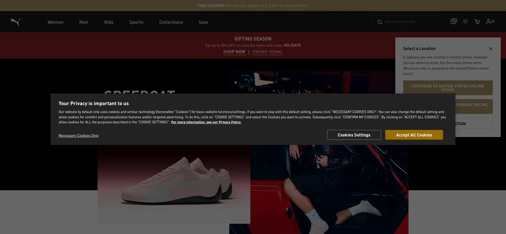 Website screenshot of Eu.puma.com