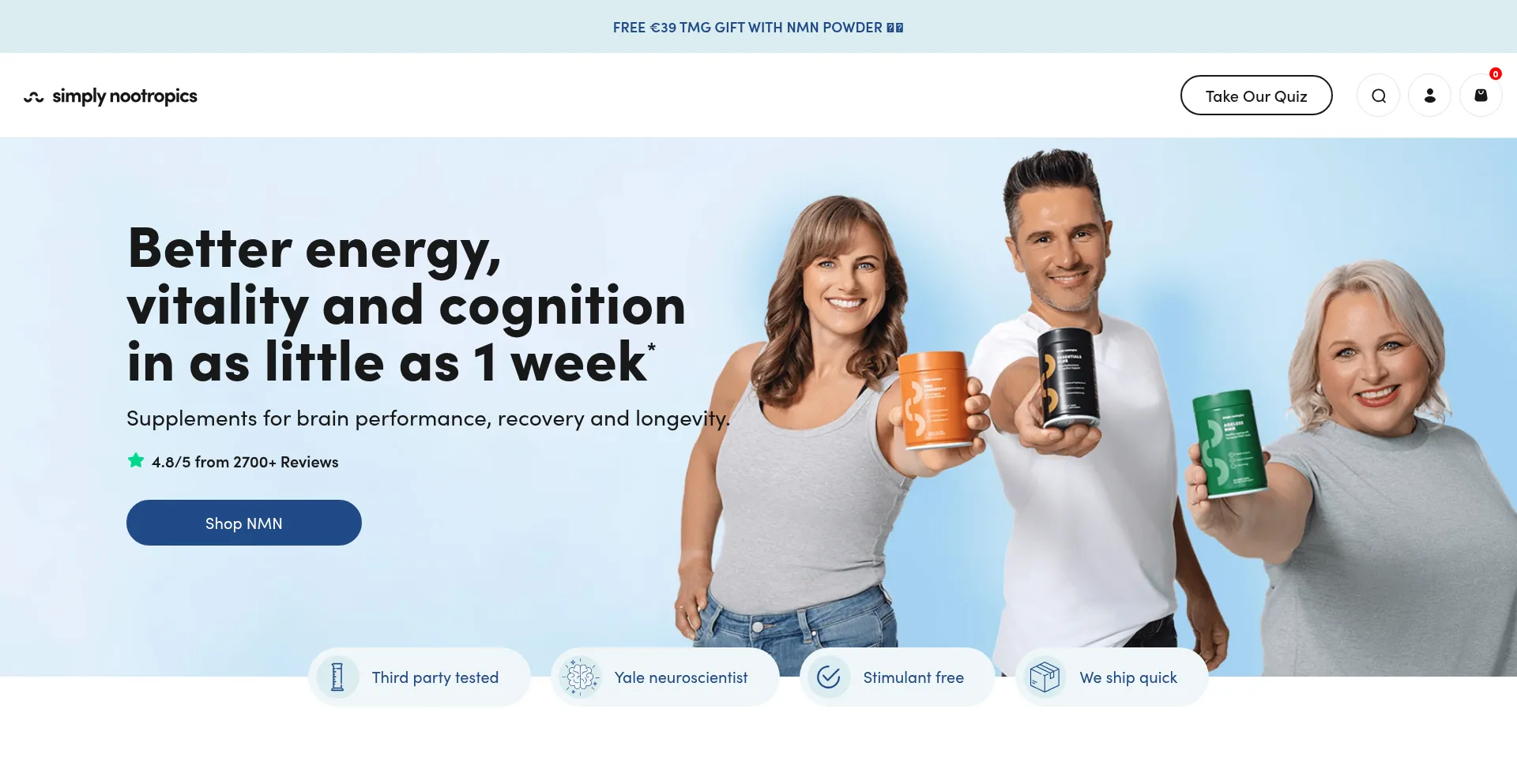 Website screenshot of Eu.simplynootropics.com