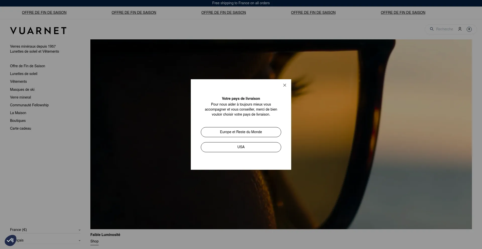 Website screenshot of Eu.vuarnet.com