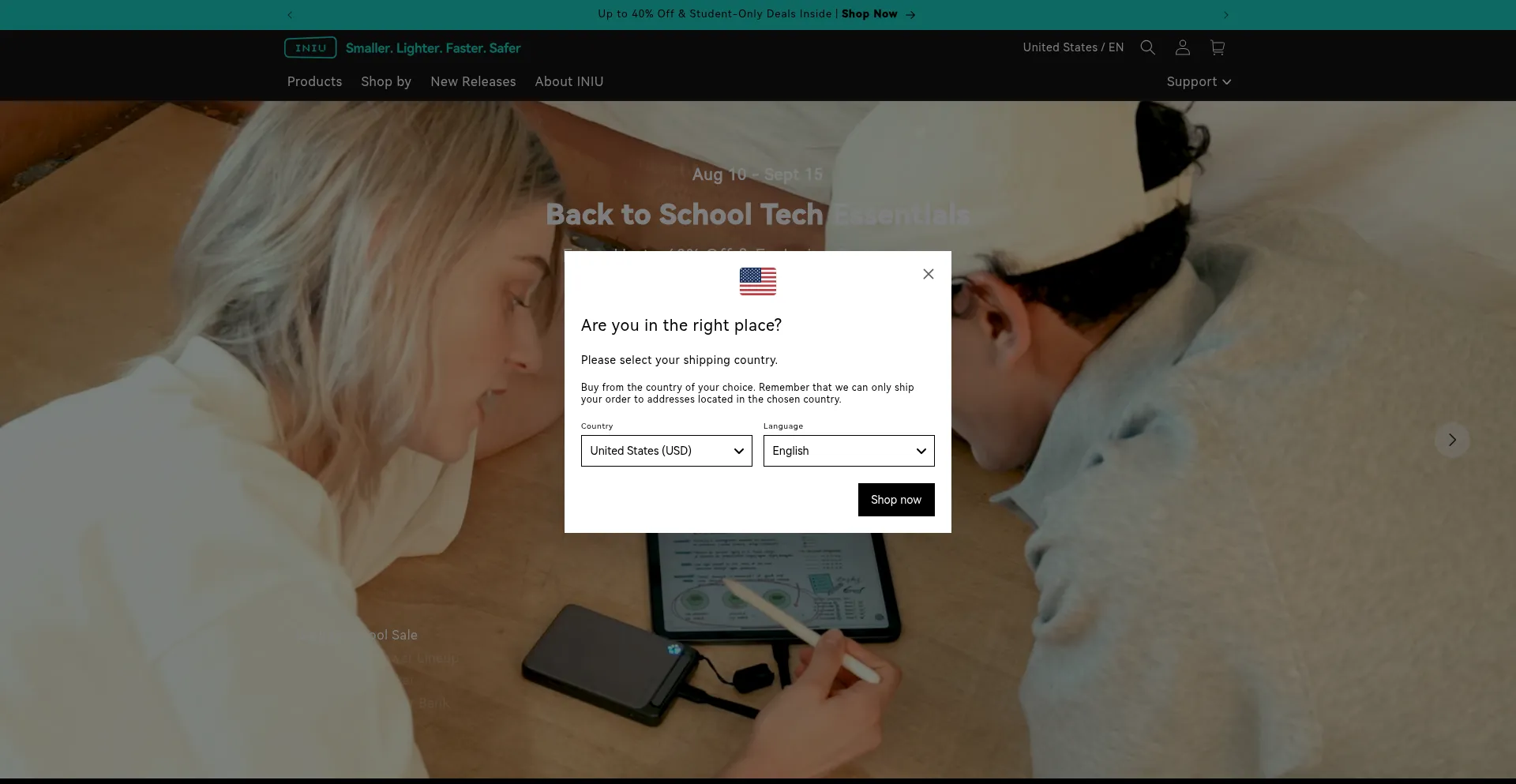 Website screenshot of Eu-main.iniushop.com