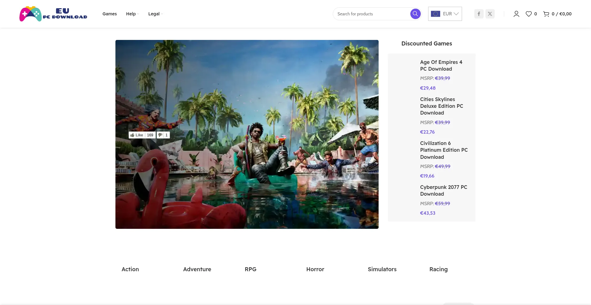 Website screenshot of Eupcdownload.com
