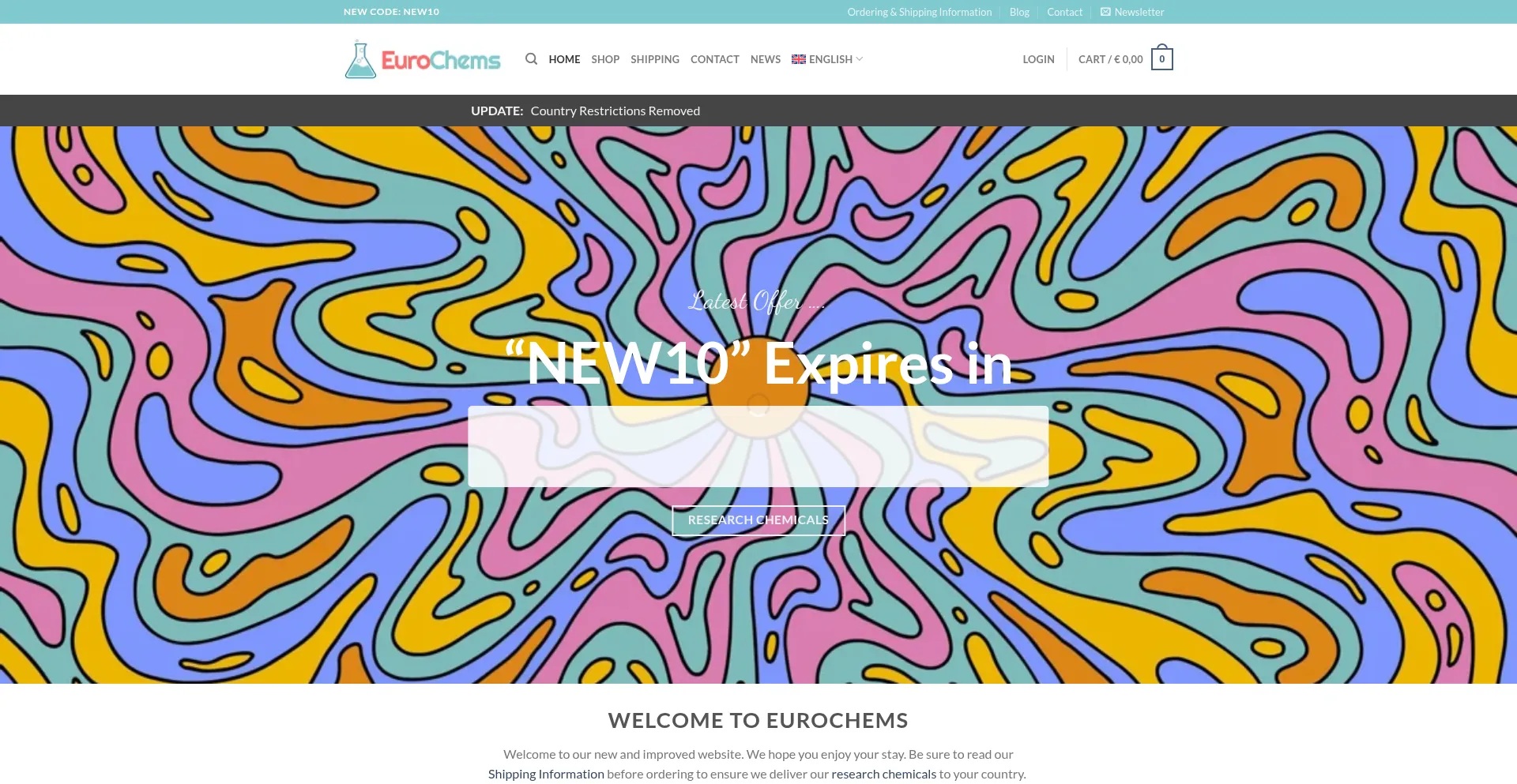 Website screenshot of Eurochems.net