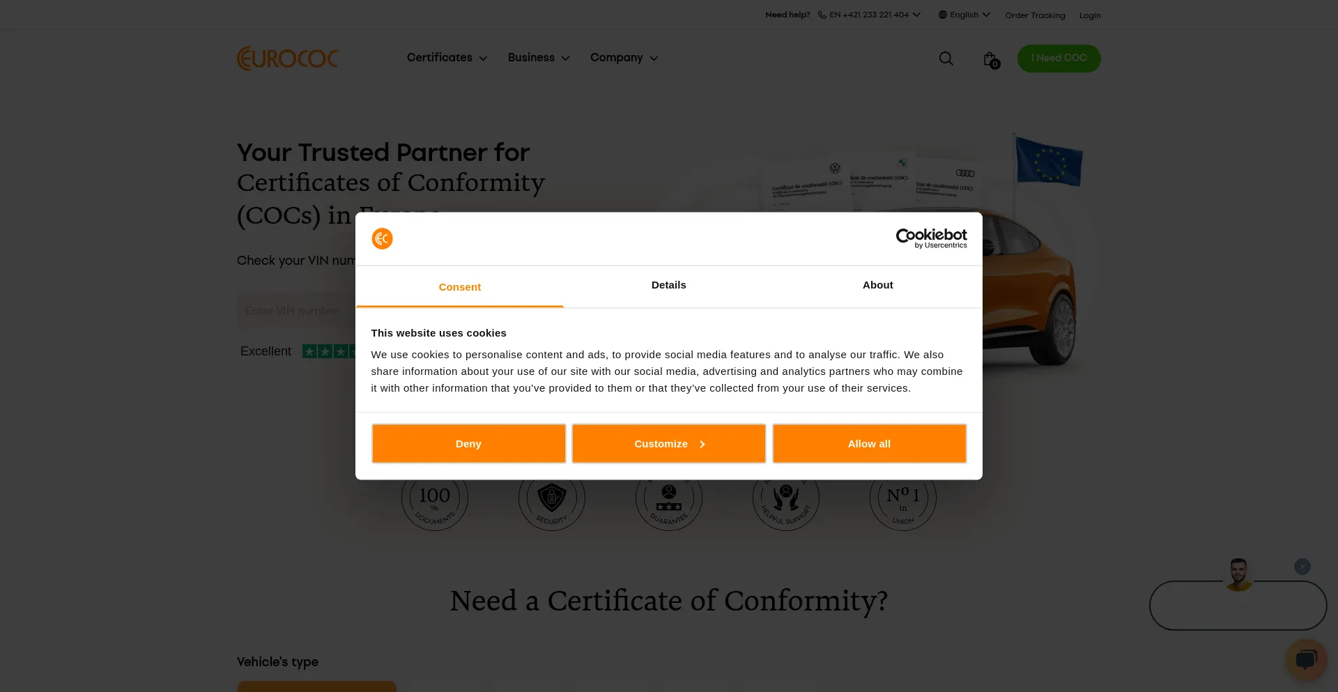 Website screenshot of Eurococ.eu