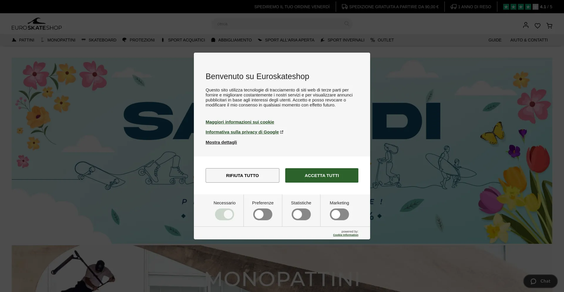 Website screenshot of Euroskateshop.it