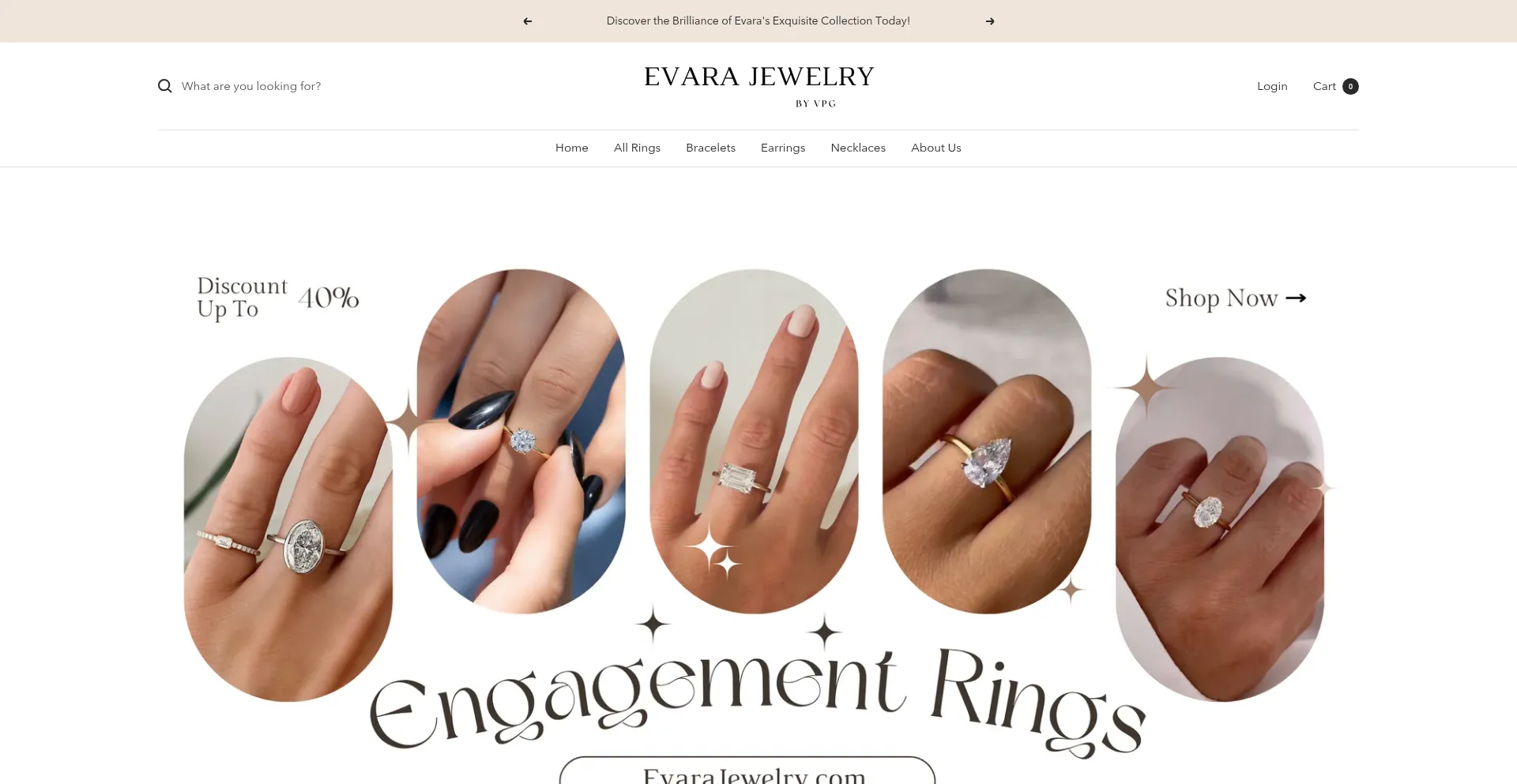 Website screenshot of Evarajewelry.com