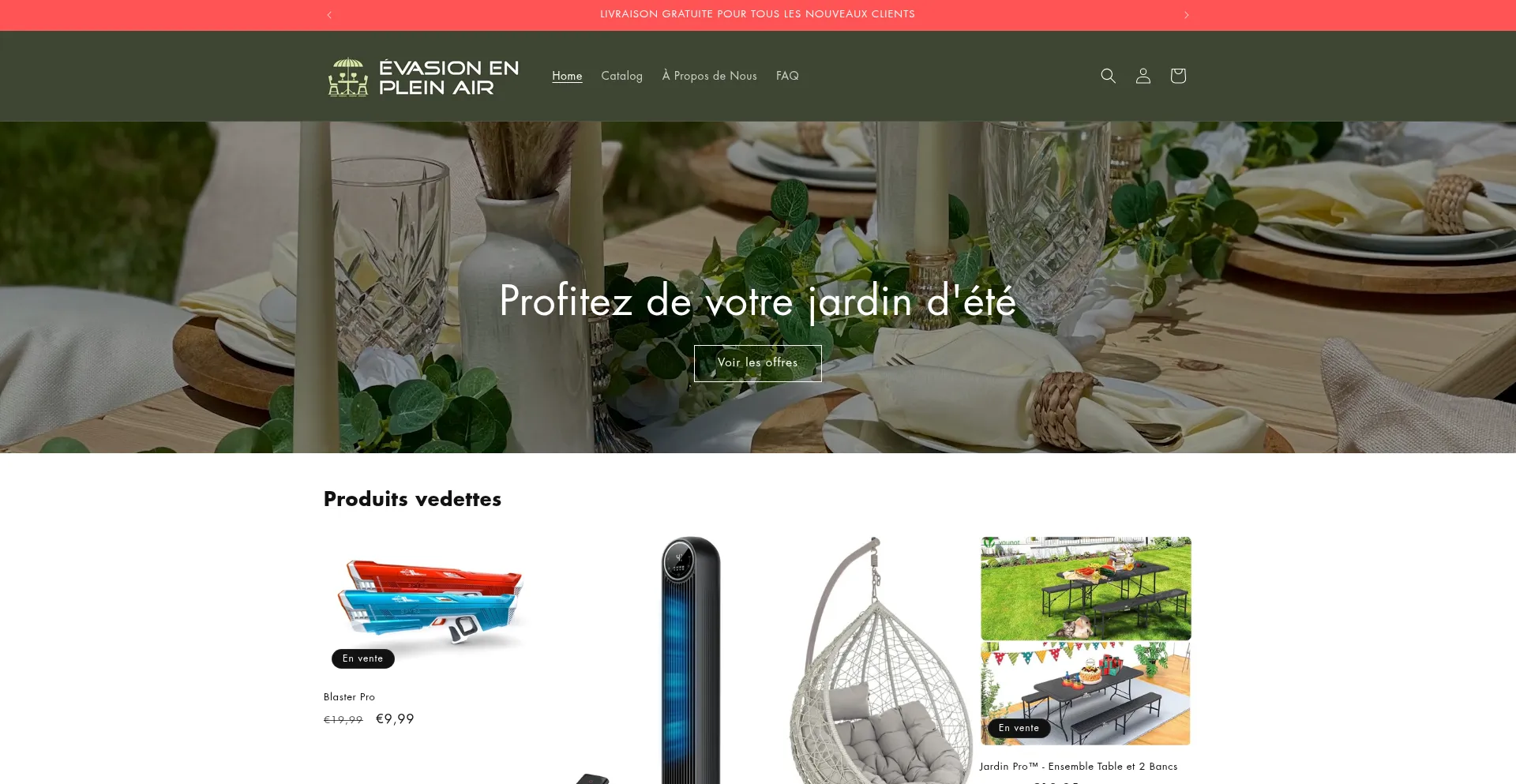 Website screenshot of Evasionenpleinair.fr