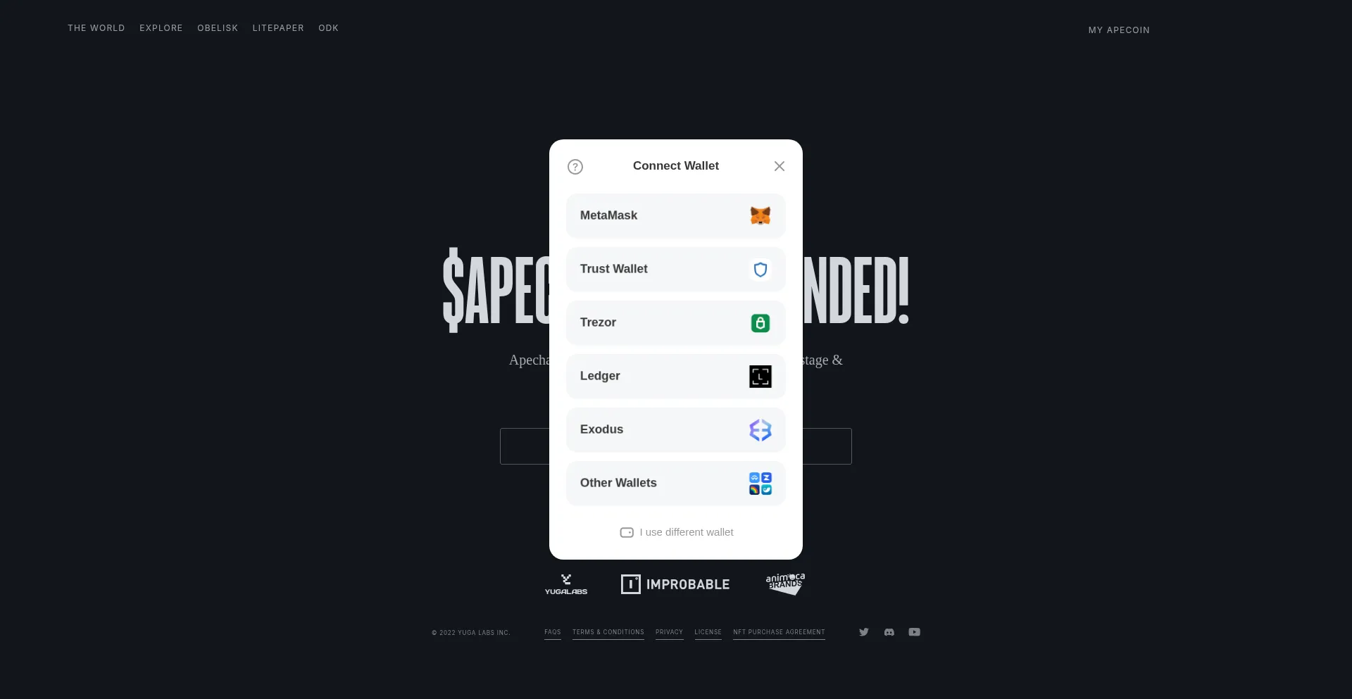 Website screenshot of Event-apecoin.org