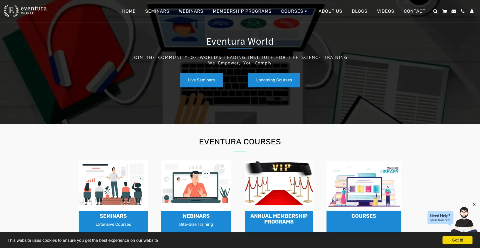 Website screenshot of Eventura.us