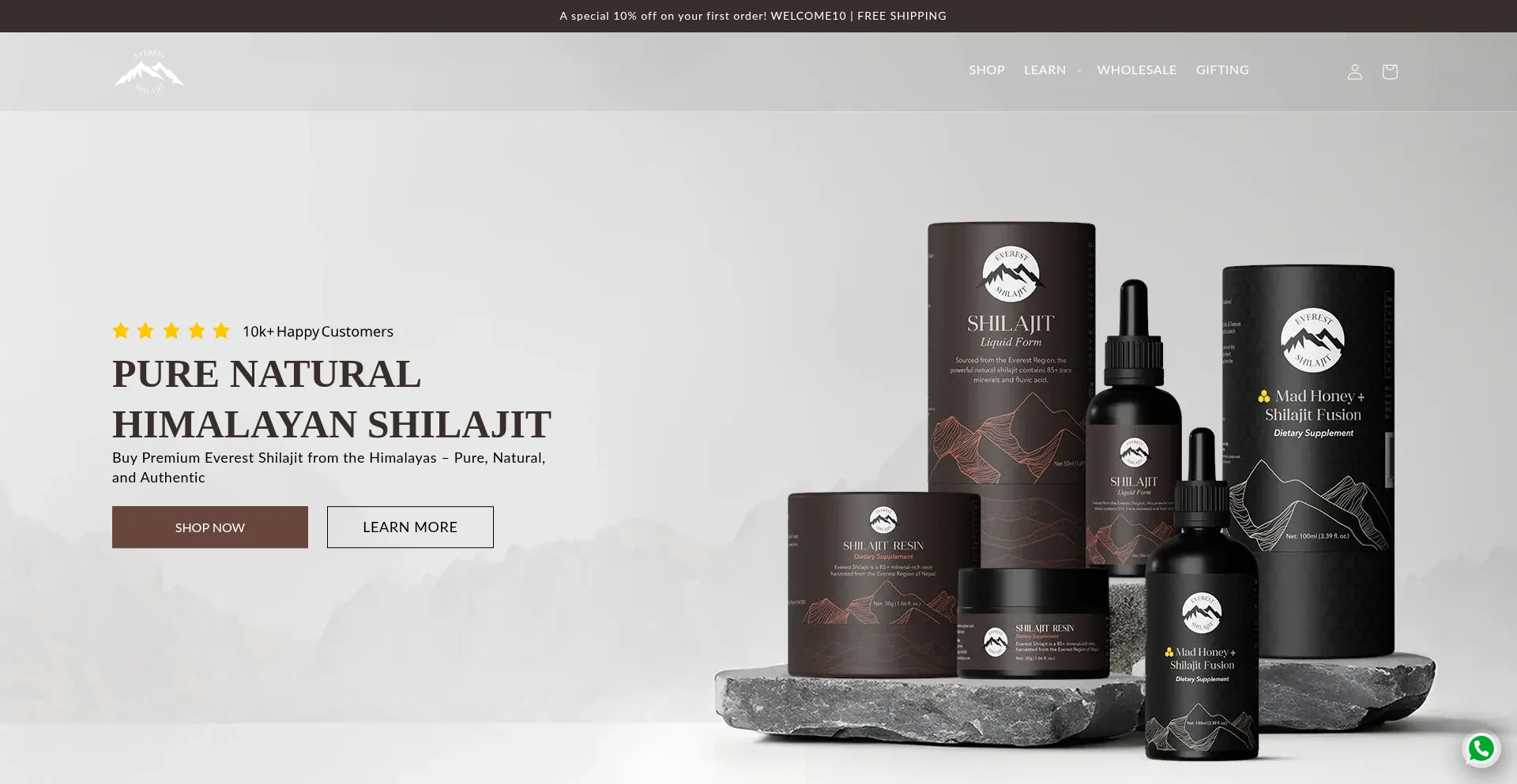 Website screenshot of Everestshilajit.com