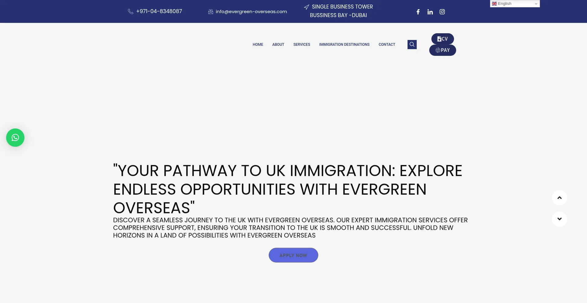 Website screenshot of Evergreen-overseas.com