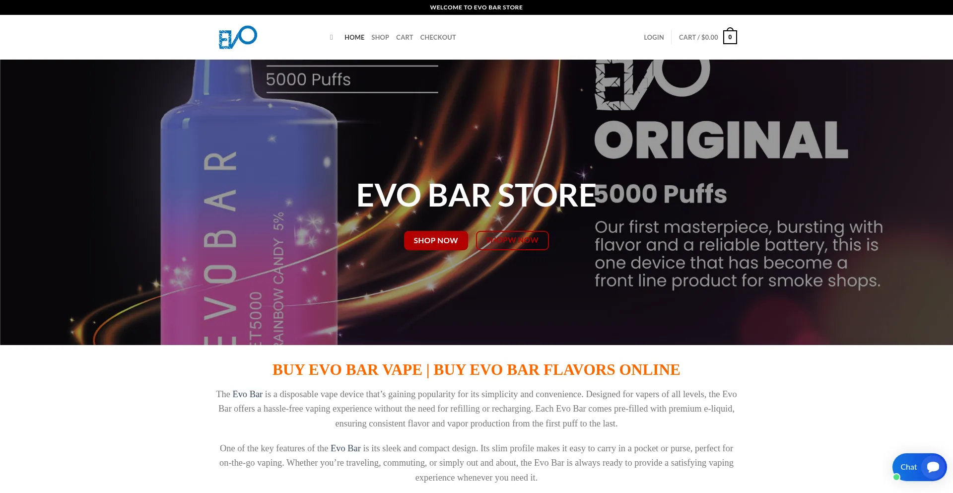 Evobarstore.com Screenshot