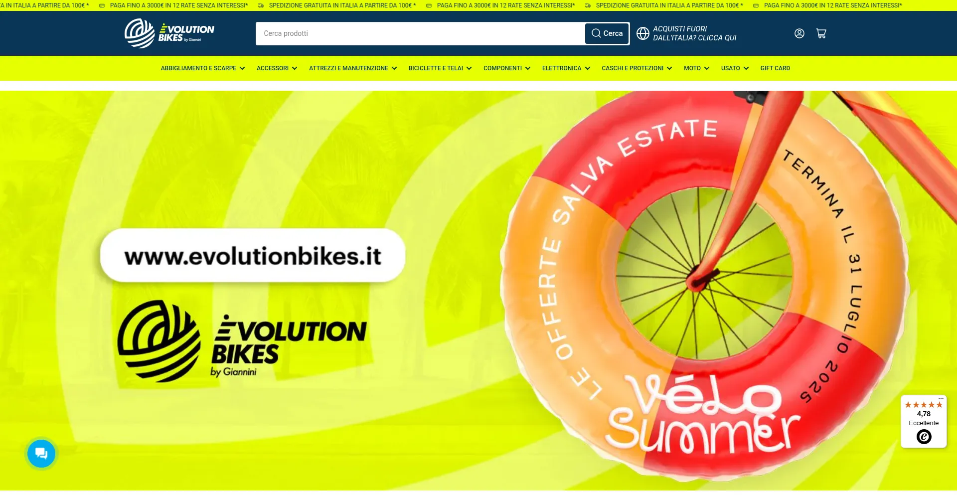 Website screenshot of Evolutionbikes.it