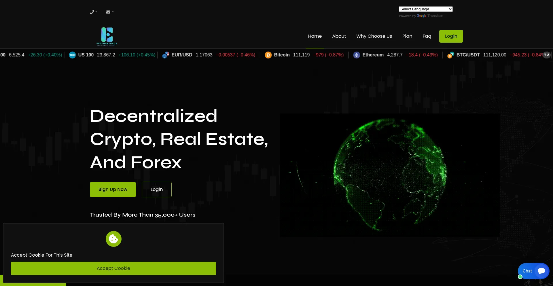 Website screenshot of Evoluxetrade.com
