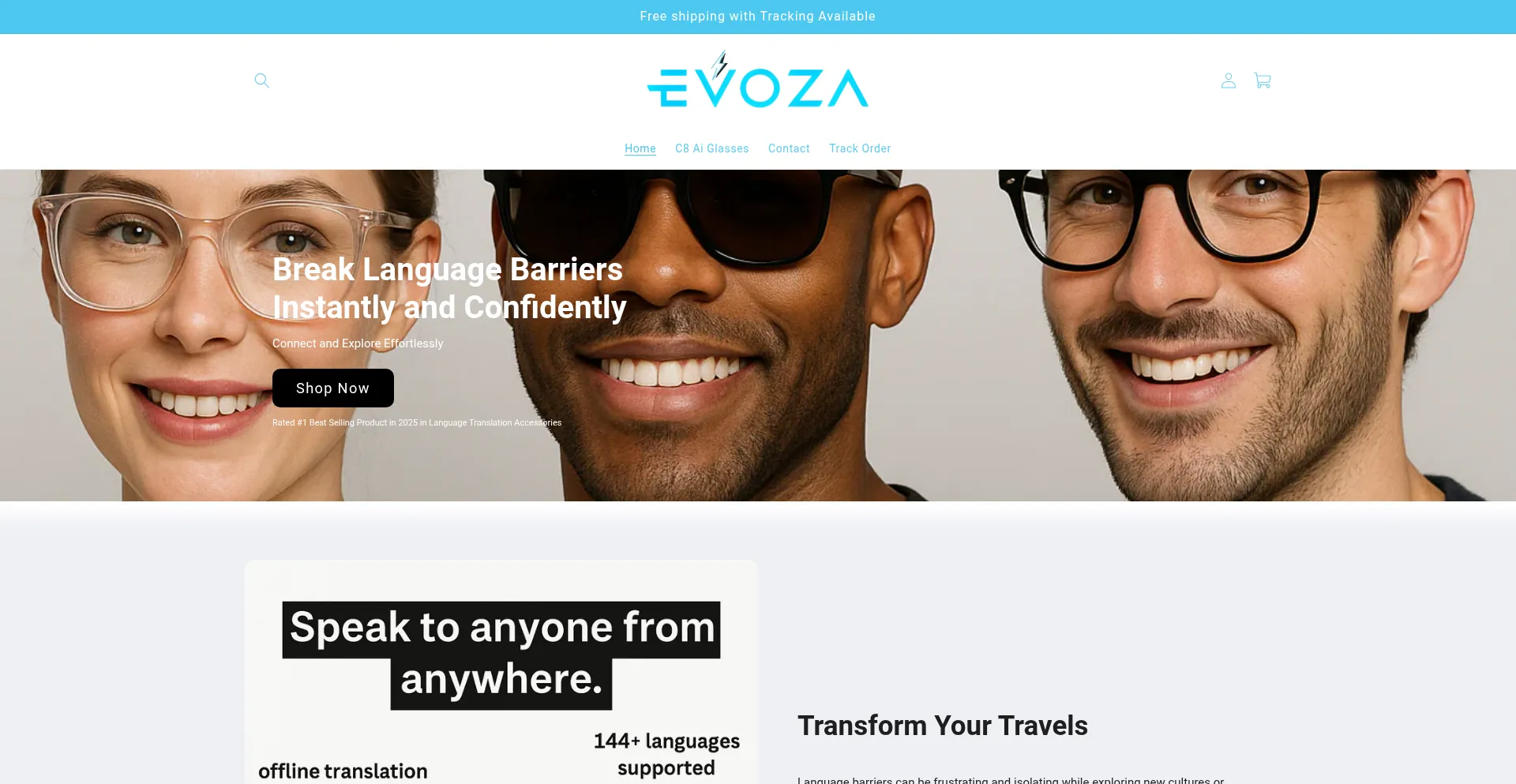 Website screenshot of Evozaa.com