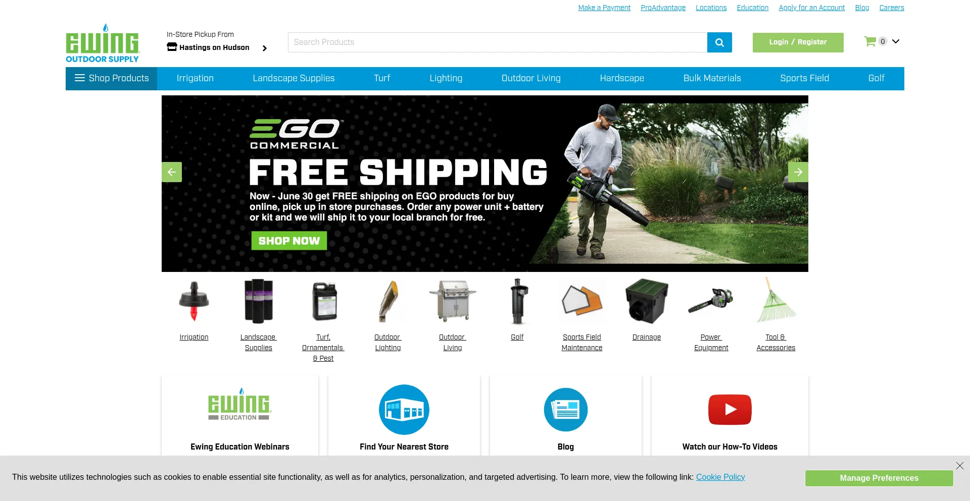 Website screenshot of Ewingos.com