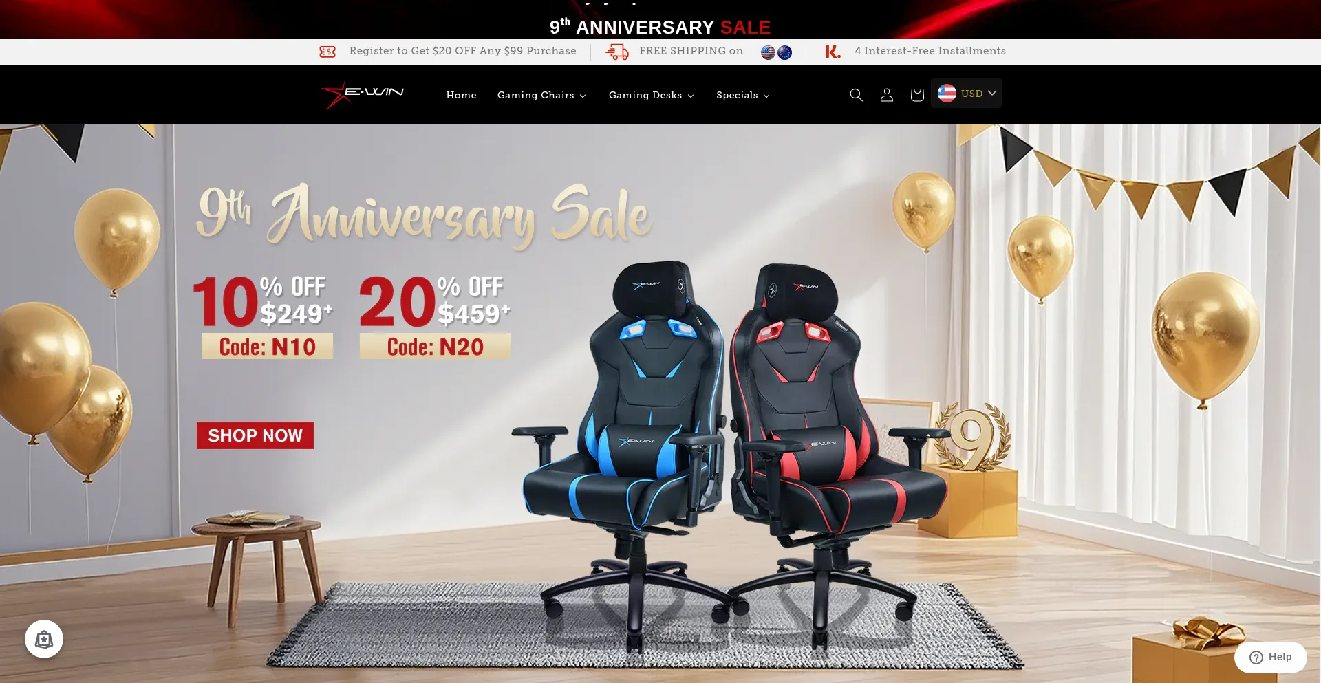 Website screenshot of Ewinracing.com