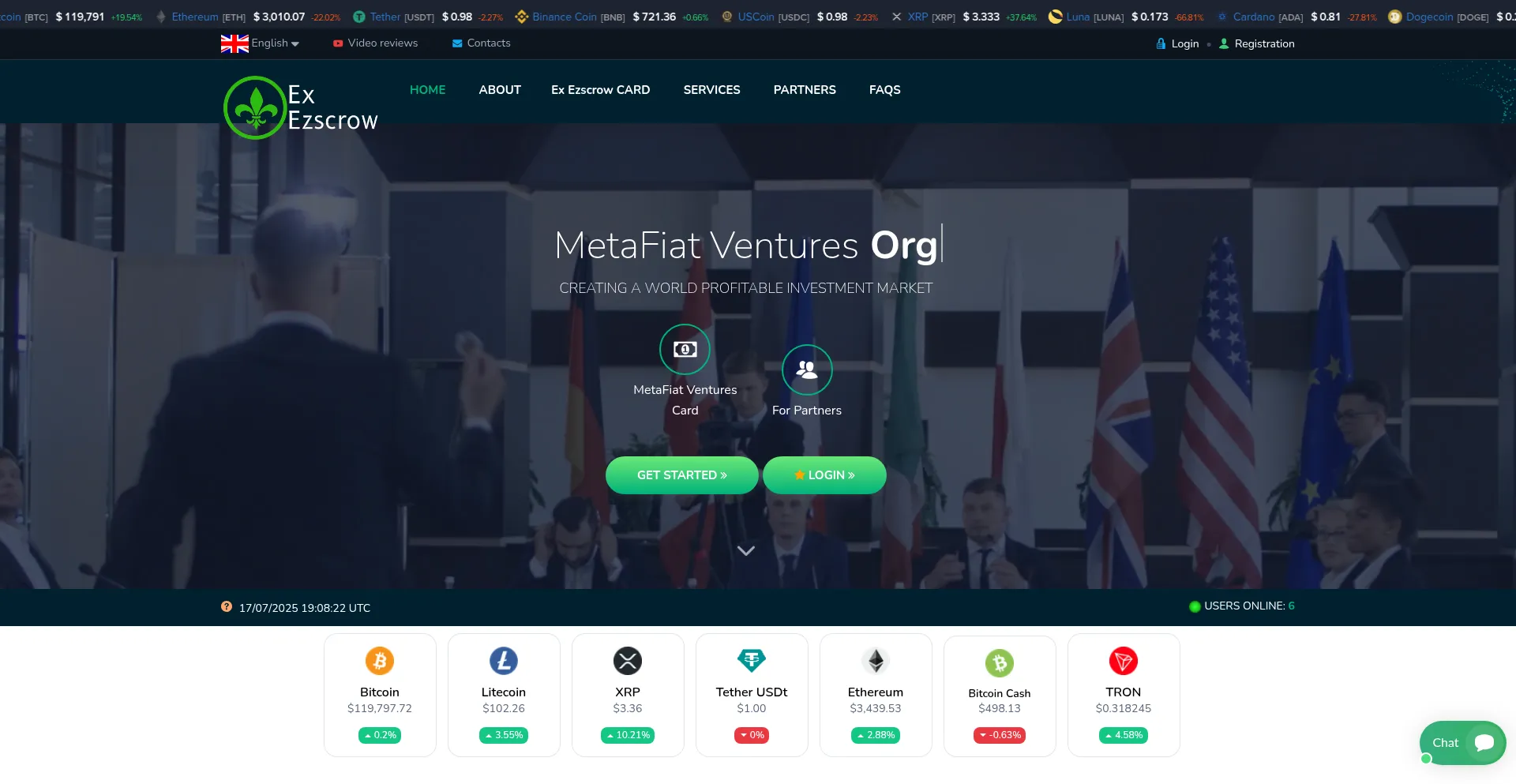 Website screenshot of Ex-ezscrow.org