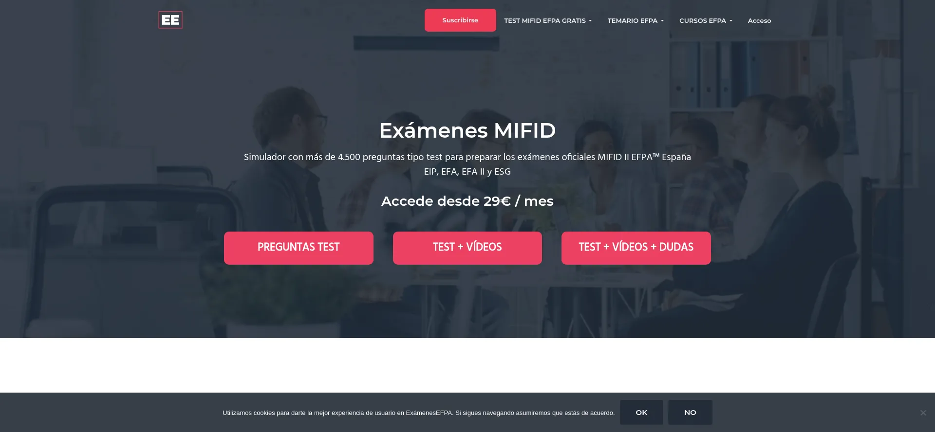 Website screenshot of Examenesmifid.com