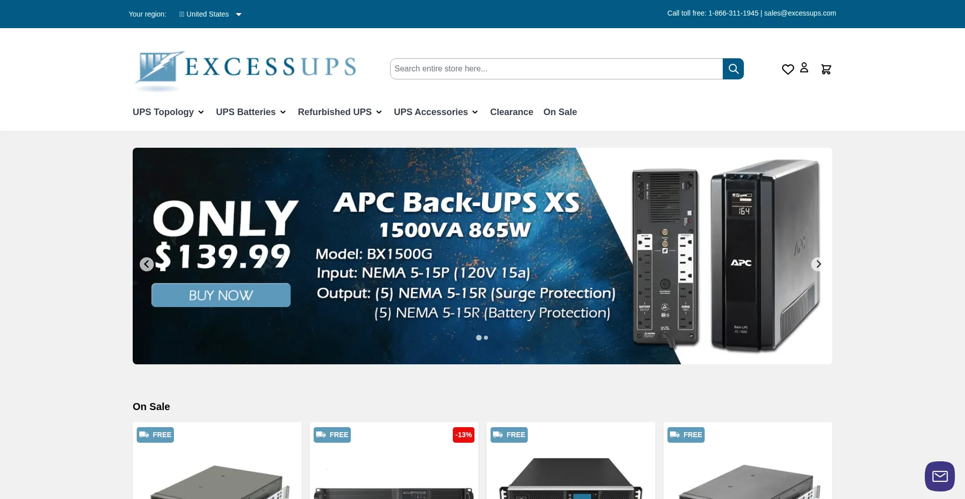 Website screenshot of Excessups.com
