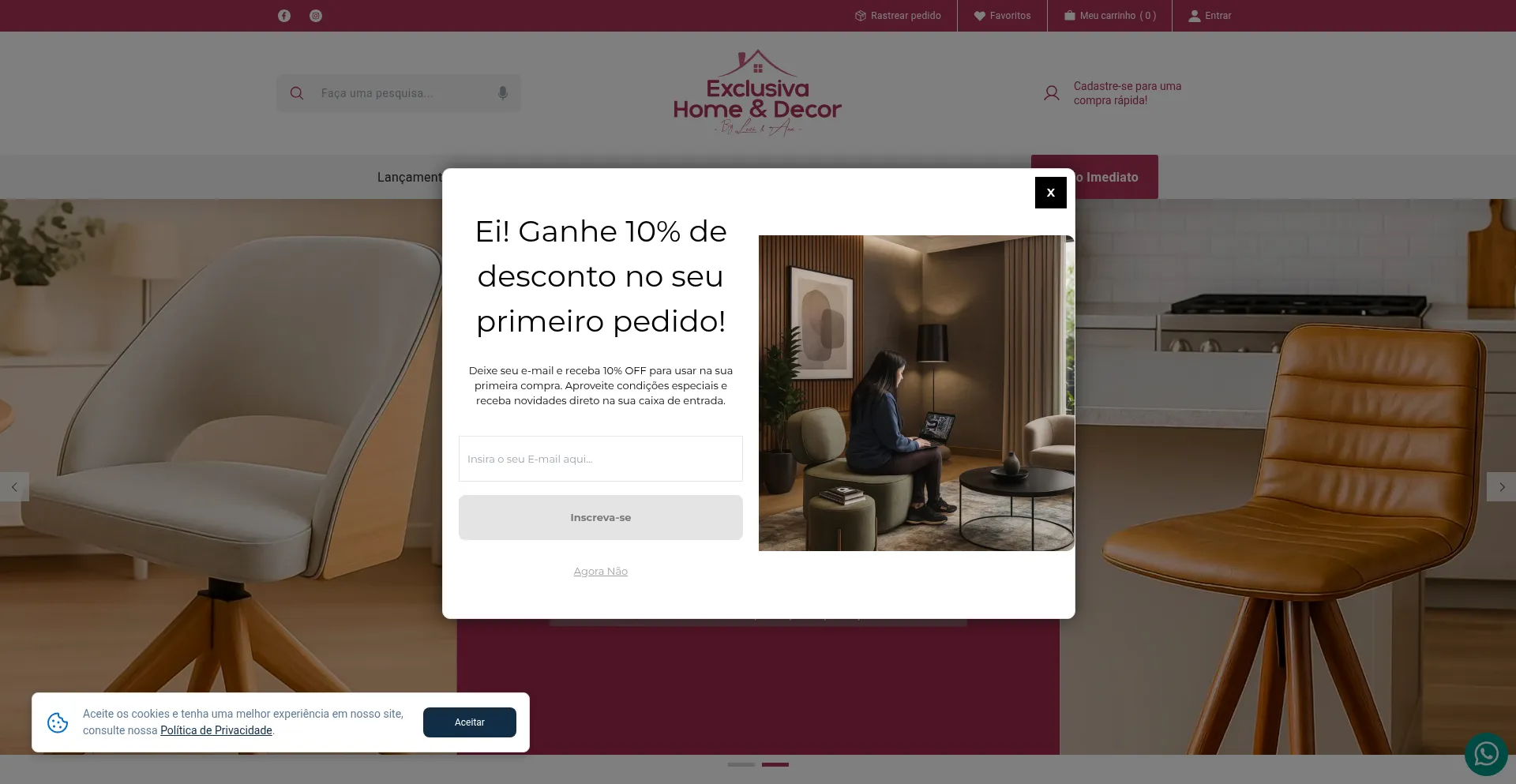 Website screenshot of Exclusivahomeedecor.com.br