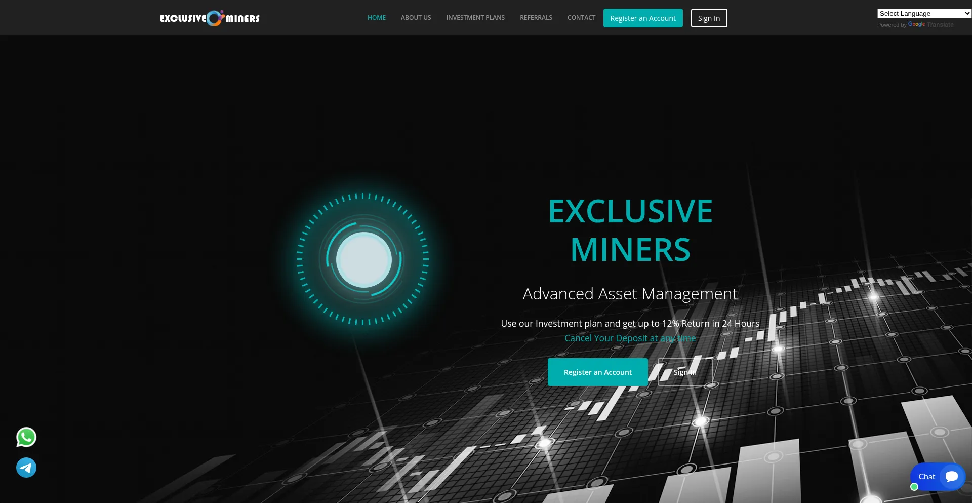 Website screenshot of Exclusive-miners.live