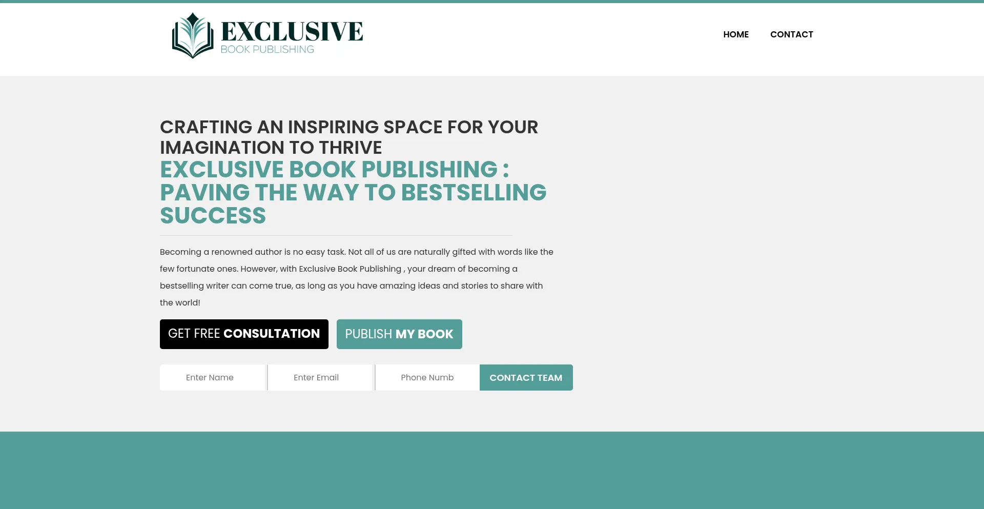 Website screenshot of Exclusivebookpublishing.com