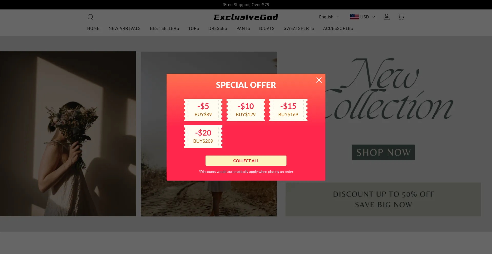 Website screenshot of Exclusivegod.com