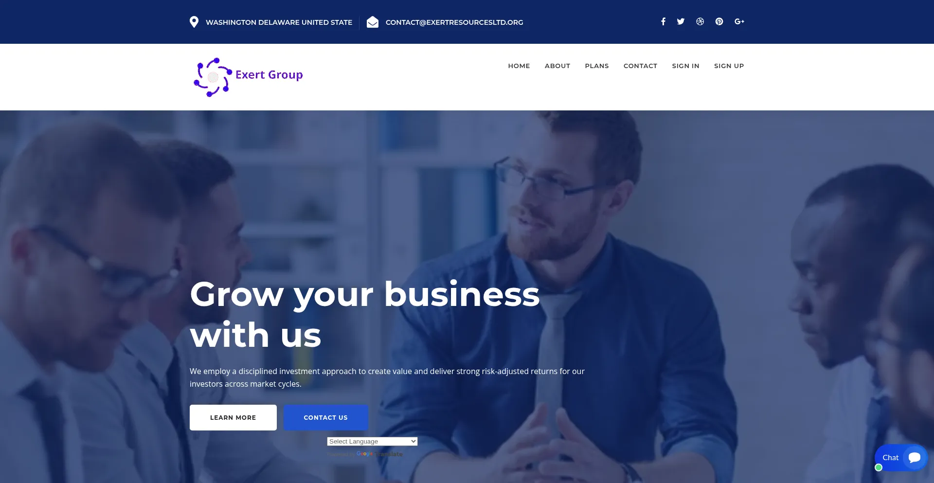 Website screenshot of Exertresourcesltd.org
