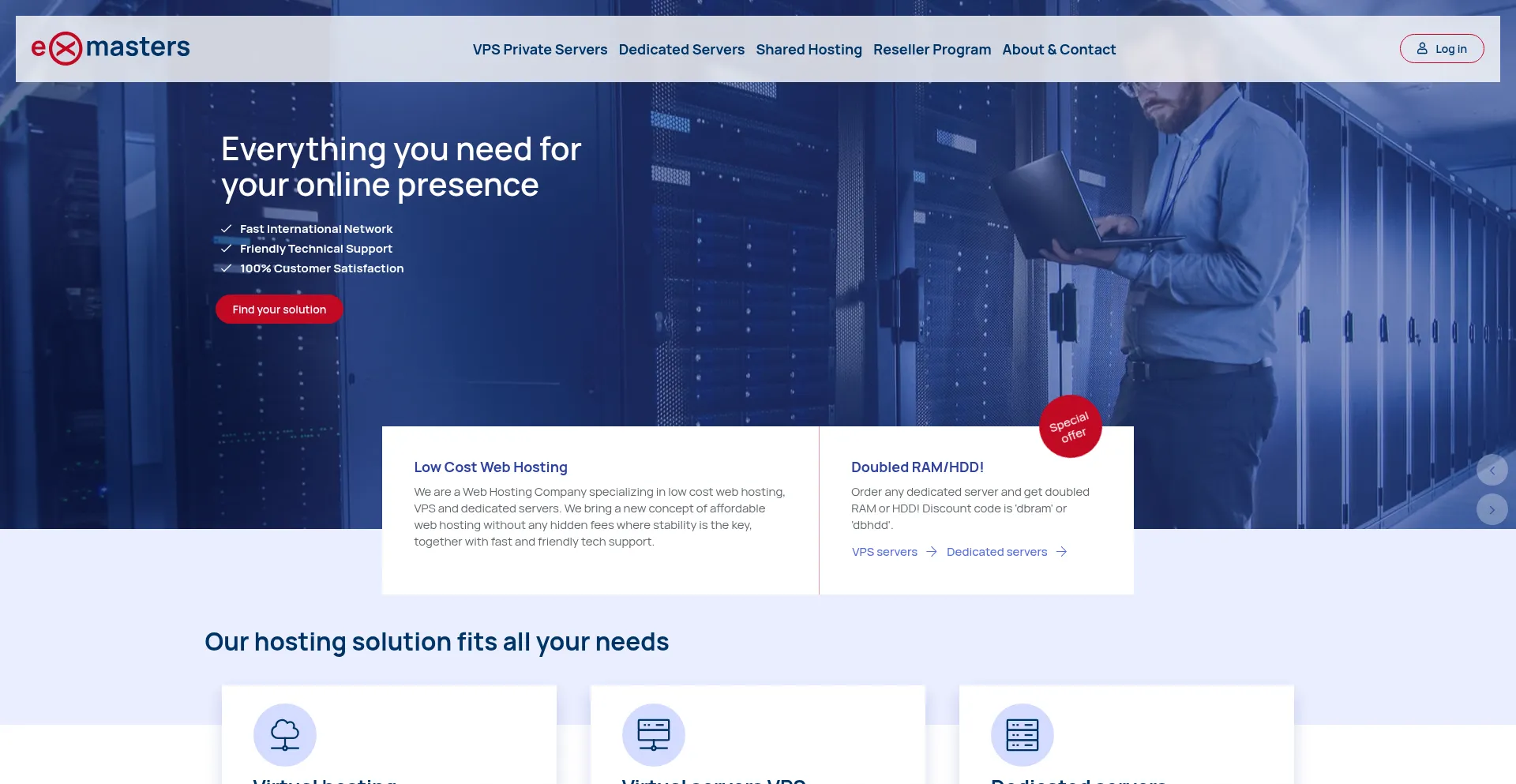 Website screenshot of Exmasters.com