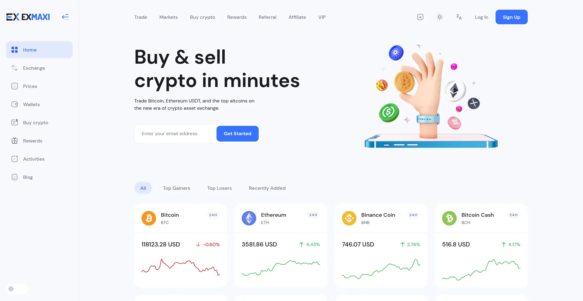 Website screenshot of Exmaxi.com