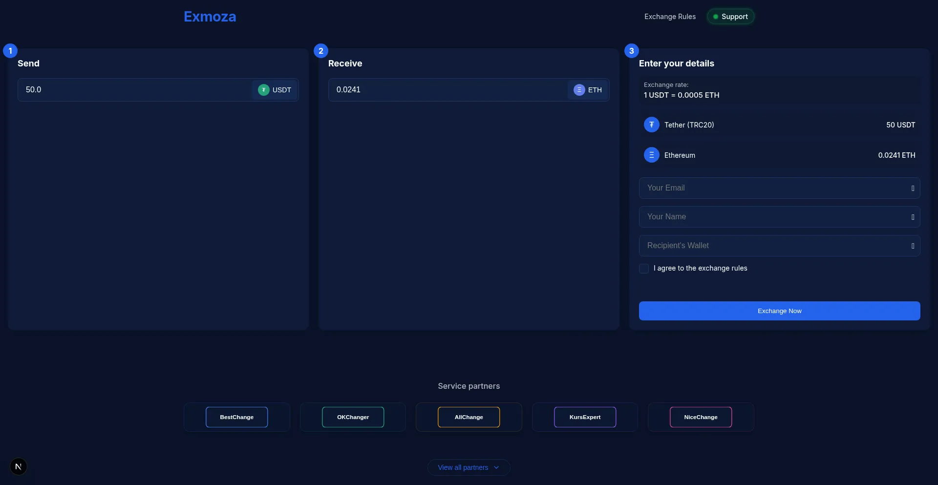 Website screenshot of Exmoza.com